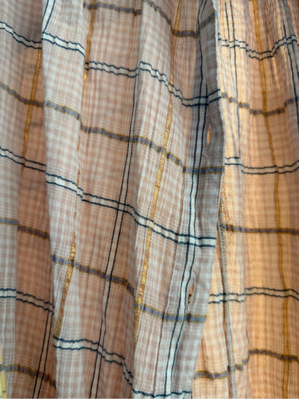 Free People Plaid Button Down Shirt Duo in Yellow and Pink and Gray Sweater - Picture 7 of 9